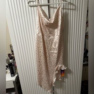 Leopard print pink silk dress